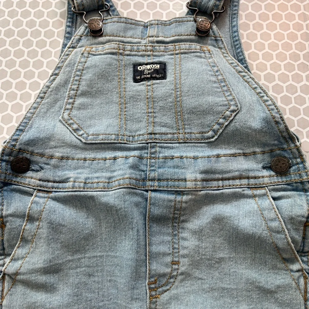OshKosh B'gosh Light Blue Denim Overalls with Brass Buttons Size 3T
